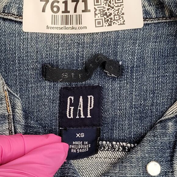 Vintage 90s GAP Denim Jacket Womens 2XS/XS 16x20 Faded Blue - Picture 7 of 15